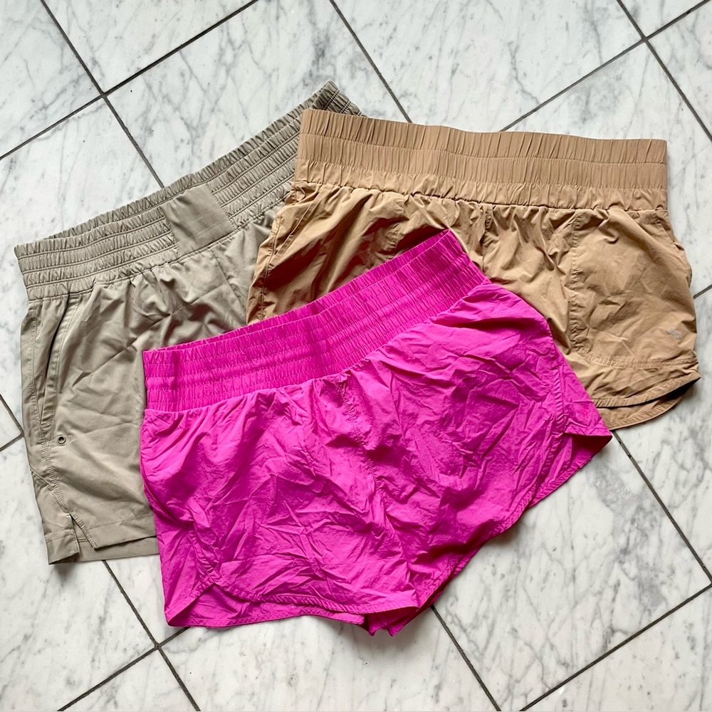Joy Lab beige, All in Motion Pink and Tan Old Navy Athletic High Waist Shorts